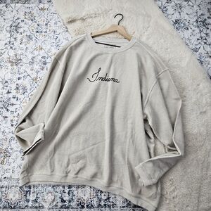 Hazel and Hunt Boutique Oatmeal Corded Crewneck State Indiana XXL